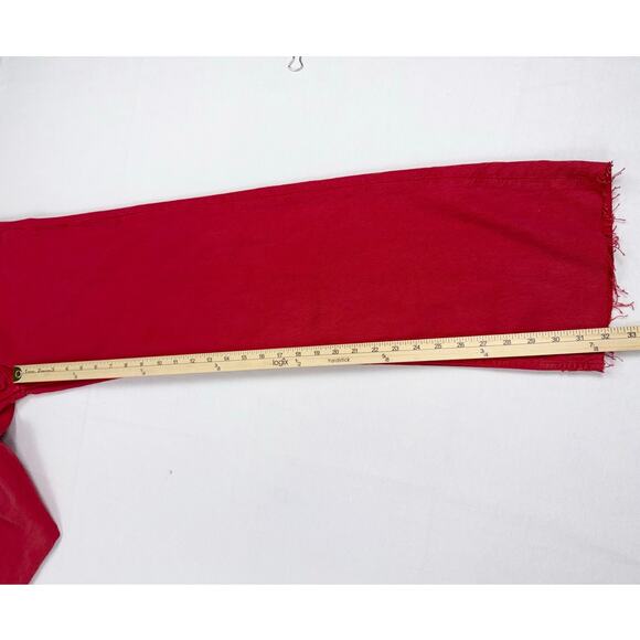 Zara Women's 90s Full Length Wide Leg Jean Size 4 Red Raw Hem - Picture 12 of 14